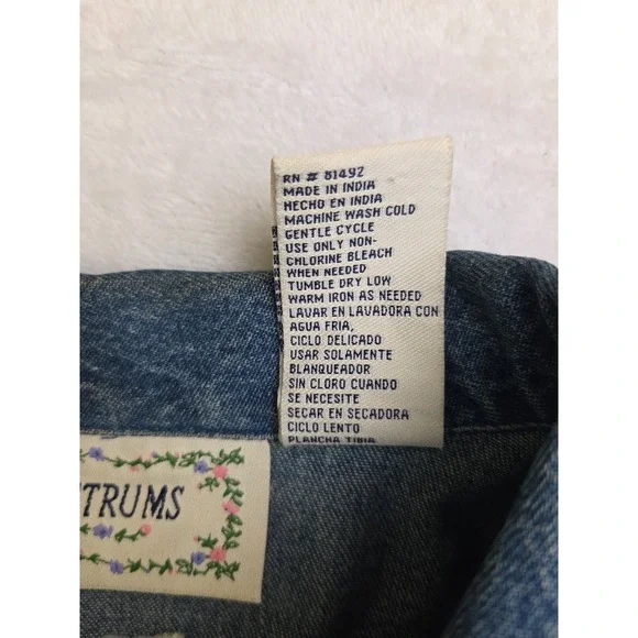 Vtg 90s Tantrums Ladybug Sunflower‎ Denim Shacket Embroidered Beads Sequins Sz M - Picture 13 of 16